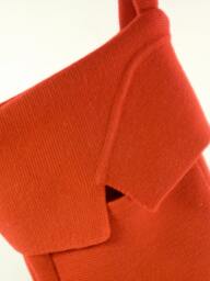 Christmas Stocking Red Wool Winter Holiday Knit Pocket Repurposed Recycled Upcycled 591 - thumbnail 1