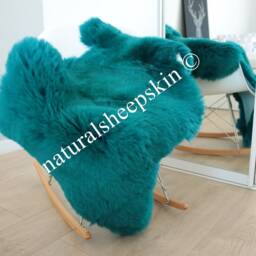 Genuine Natural Emerald Green Sheepskin Rug Throw Scandinavian Style - thumbnail 2