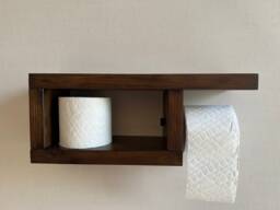 Rustic Wood Toilet Roll Paper Holder - thumbnail 1