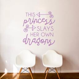Princess Slays Dragons Vinyl Wall Decal - Girls Room, Nursery Decor - thumbnail 3
