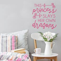 Princess Slays Dragons Vinyl Wall Decal - Girls Room, Nursery Decor - thumbnail 2