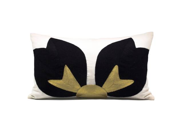 Mini Lou Embroidered Pillow-Black