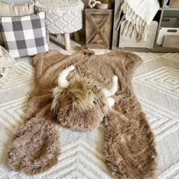 Highland Cow Rug With Plush Faux Fur & Crochet For Western Nursery - thumbnail 4