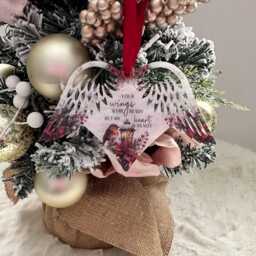Robin Memorial Bauble, Wing Shaped Christmas Tree Decoration, Decoration For Christmas, Bauble Lost Loved Ones - thumbnail 2