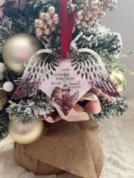 Robin Memorial Bauble, Wing Shaped Christmas Tree Decoration, Decoration For Christmas, Bauble Lost Loved Ones - thumbnail 1
