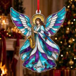 Custom Name Musical Angel Wings Ornament, Christmas Tree Car Hanging Decor, Flat 2D Ornament Acrylic Wooden Musician Keepsake Gift 2026 - thumbnail 1