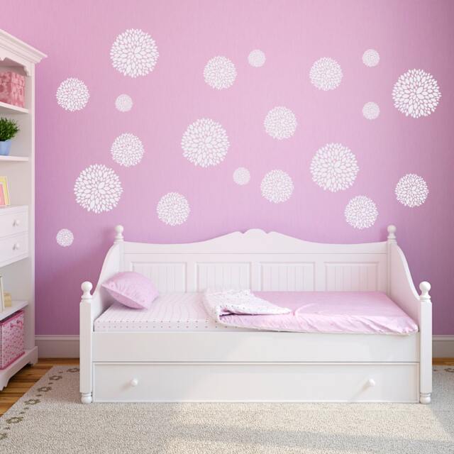 Chrysanthemum Flower Wall Decal Set - Of 20 Flowers Girl Bedroom Decor - image 1