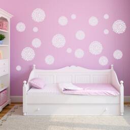 Chrysanthemum Flower Wall Decal Set - Of 20 Flowers Girl Bedroom Decor - thumbnail 1