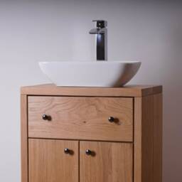 Hand-Crafted Chunky Oak Bathroom Vanity Unit With Drawer - 100% Solid Clear Satin Finish - thumbnail 3