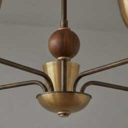 1950S Mid-Century Modern Full Brass Chandelier - Mid Century Elikei 5-Light Pendant Stilnovo Ceiling Fixture - thumbnail 3