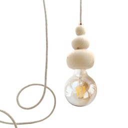 Minimal Wood Pendant Light Wooden Turned Ceiling Suspension Lamp Copper Home Decor - thumbnail 3