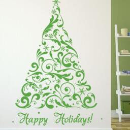 Holiday Tree Decal Wall Decals For Walls Christmas Stickers Stick On Wall Art Decalisland - Tree - thumbnail 2