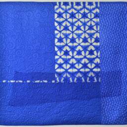 Indigo Shibori Quilt Wall Art Modern Geometric Textile - thumbnail 2