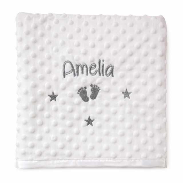 Personalised Baby Blanket Luxury Bubble Style White Round Font Name Print - image 1