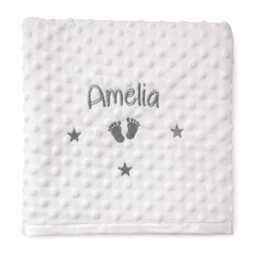 Personalised Baby Blanket Luxury Bubble Style White Round Font Name Print