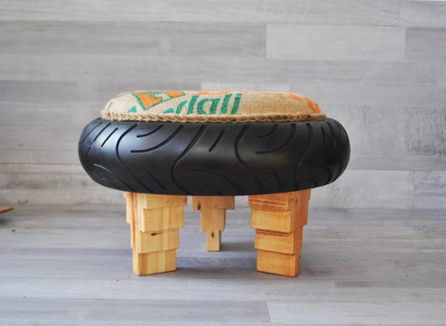 stool-Pouf Handmade H28 Recycling Design - image 1
