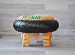 stool-Pouf Handmade H28 Recycling Design - thumbnail 1