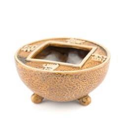 Oriental Pottery Planter, Chinese Coin Symbol, Housewarming Gift - thumbnail 3