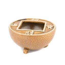 Oriental Pottery Planter, Chinese Coin Symbol, Housewarming Gift - thumbnail 1