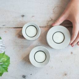 Round Concrete Tea Light Holders - Classic & Versatile Home Decor - thumbnail 2