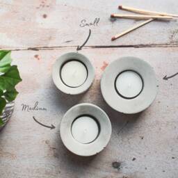 Round Concrete Tea Light Holders - Classic & Versatile Home Decor - thumbnail 3