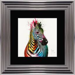Patrice Murciano Wall Art - Zebra Pop Framed Print With Border - 55cm X 55cm Choice Of Frame Colour - thumbnail 3