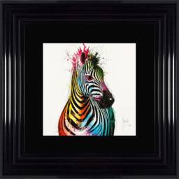 Patrice Murciano Wall Art - Zebra Pop Framed Print With Border - 55cm X 55cm Choice Of Frame Colour - thumbnail 1
