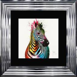 Patrice Murciano Wall Art - Zebra Pop Framed Print With Border - 55cm X 55cm Choice Of Frame Colour - thumbnail 2