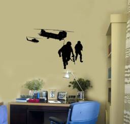 Military Vinyl Wall Decal Soldiers Helicopters War Patriotic Decor Stickers Mural - #3041Di - thumbnail 1