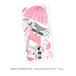 Floating Raccoon - Fabric Wall Decal Woodland Pink Collection Mej - thumbnail 2