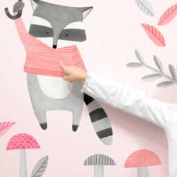 Floating Raccoon - Fabric Wall Decal Woodland Pink Collection Mej - thumbnail 3