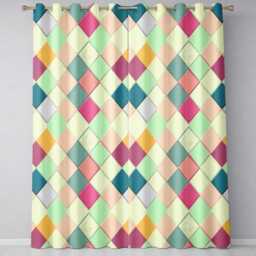 Abstract Pastel Diamond Tile Soft Gradient Geometric Seamless Pattern Readymade Eyelet Ring Top Thermal 100% Blackout Curtains - thumbnail 2