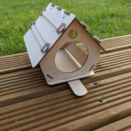 Wooden Bird House/Feeder With Double Sided Entrance & Perch - Easy Build It Yourself, Quick Slide Together Frame - thumbnail 2