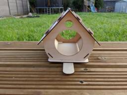 Wooden Bird House/Feeder With Double Sided Entrance & Perch - Easy Build It Yourself, Quick Slide Together Frame