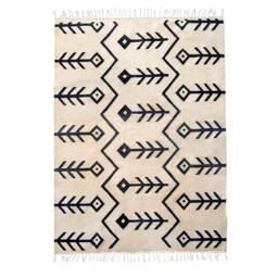 Hayat Flatwoven Wool Kilim Rug Southwestern Floral Beige Black Carpet Living Bedroom Dining Kids Room Home Decor Area Accent Runner - thumbnail 2