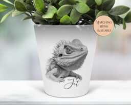Personalised Bearded Dragon Plant Pot, Pen Pot/Makeup Brushes Holder - A Unique Gift For Lovers Pet Memorial Gift - thumbnail 1