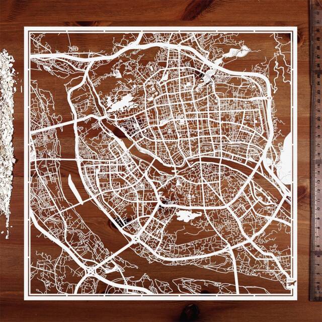 Fuzhou Xiamen Paper Cut Map, 12X12 In, Cityscape Gift - 12X12 In - image 1