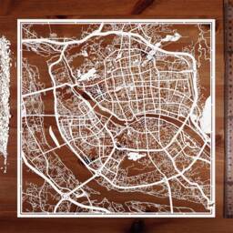 Fuzhou Xiamen Paper Cut Map, 12X12 In, Cityscape Gift - 12X12 In - thumbnail 1