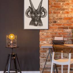 Demon Cat Print, Hebridean Sheep Kitty Wall Art, Demonic Animal Matte Poster Occult Black Cat Hanging Satanic Horned Kitten Goth Decor - thumbnail 4