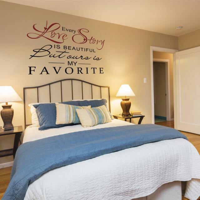 Every Love Story Is Beautiful - Romantic Vinyl Wall Quotes Bedroom Decal Sticker Art 001 - image 1