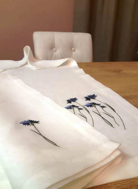Embroidered Linen Towel Set Bath & Hand Bundle - image 1
