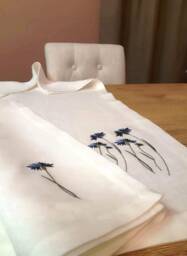 Embroidered Linen Towel Set Bath & Hand Bundle