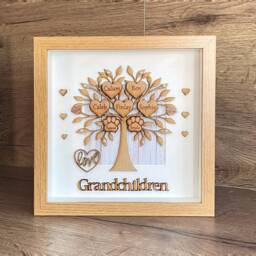 Engraved Grandchildren Family Tree Scrabble Box Frame - Our Grandad Nana Grandma Gift Grandparents Great - thumbnail 1