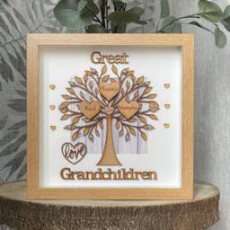 Engraved Grandchildren Family Tree Scrabble Box Frame - Our Grandad Nana Grandma Gift Grandparents Great - thumbnail 3