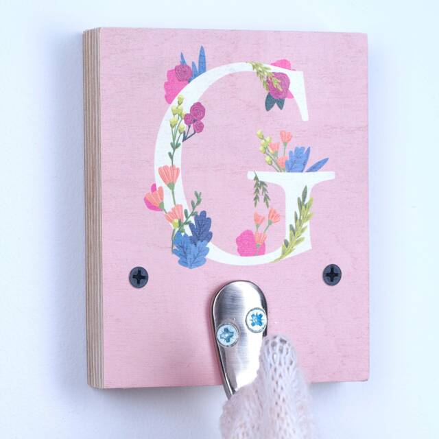 Personalised Floral Initial Key Hook - image 1