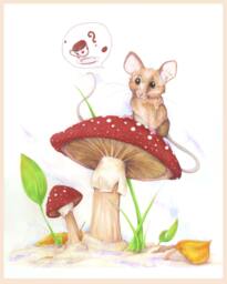 Tea House Mouse - 8x10 Or 11x14 Print Cute Animals Art - thumbnail 1