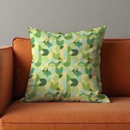 Retro Green Geometric Cushion Cover, Mid-Century Modern Abstract Pattern Pillow Case, Minimalist Living Room & Bedroom Decor - thumbnail 4