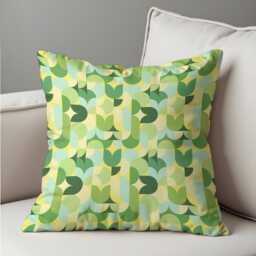 Retro Green Geometric Cushion Cover, Mid-Century Modern Abstract Pattern Pillow Case, Minimalist Living Room & Bedroom Decor - thumbnail 3
