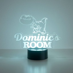 Dinosaur Custom Name Plaque. Personalise Led Sign. Multi Colour Light Up Bedroom Playroom Decoration. Dimmable Nursery Night Lamp - thumbnail 2
