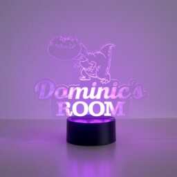 Dinosaur Custom Name Plaque. Personalise Led Sign. Multi Colour Light Up Bedroom Playroom Decoration. Dimmable Nursery Night Lamp - thumbnail 3